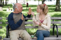 Boris Yellnikoff (Larry David) and Melodie St. Ann Celestine (Evan Rachel Wood)