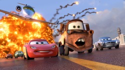 Cars 2: Grem (voice by Joe Mantegna), Acer (voice by Peter Jacobson), Siddeley (voice by Jason Isaacs), Lightning McQueen (voice by Owen Wilson), Mater (voice by Larry the Cable Guy), Finn McMissile (voice by Michael Caine)
