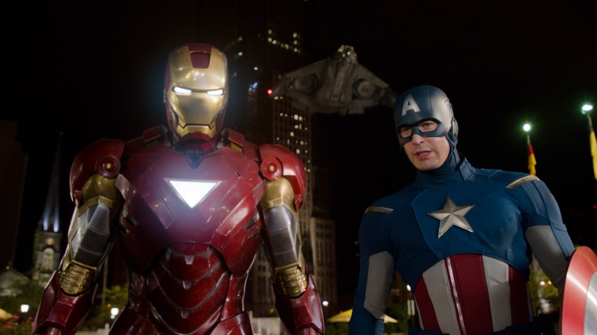 The Avengers: Iron Man (Robert Downey Jr.) and Captain America (Chris Evans)