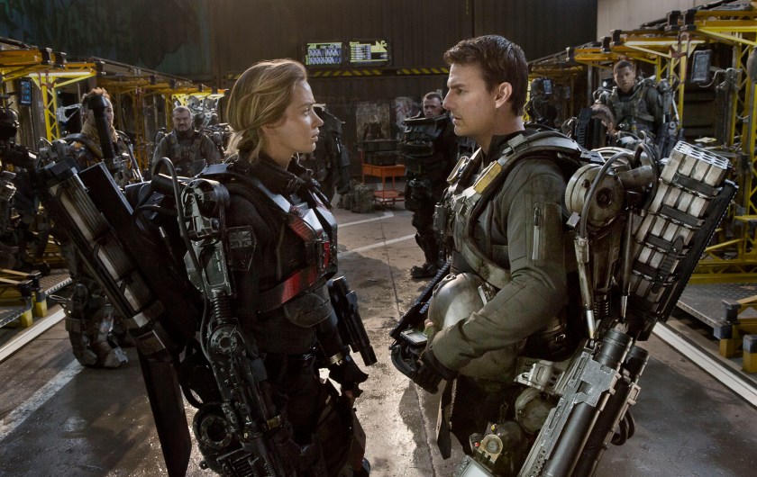 Emily Blunt as Rita and Tom Cruise as Cage in Edge of Tomorrow