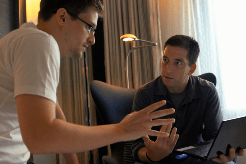Edward Snowden and Glenn Greenwald in Citizenfour