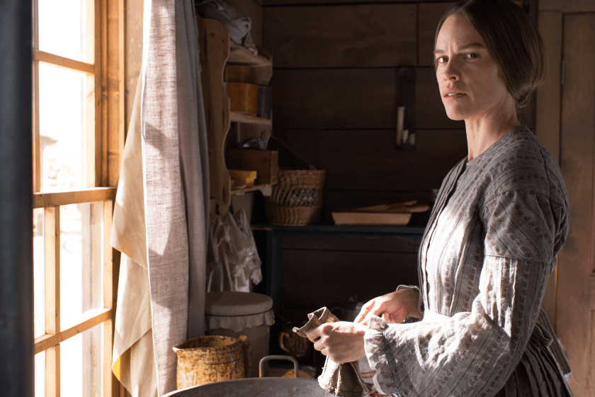 Hilary Swank as Mary Bee Cuddy in The Homesman