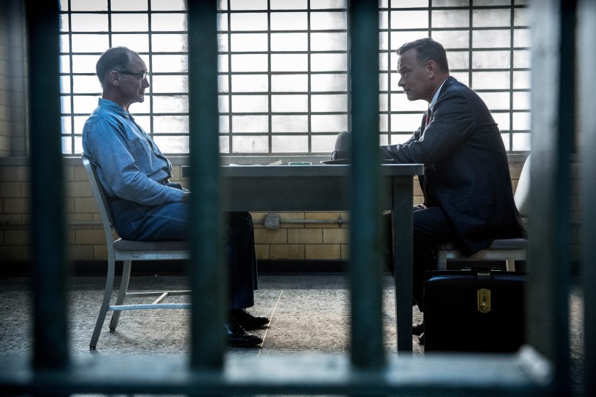Mark Rylance as Rudolf Abel and Tom Hanks as James B Donovan in Bridge of Spies